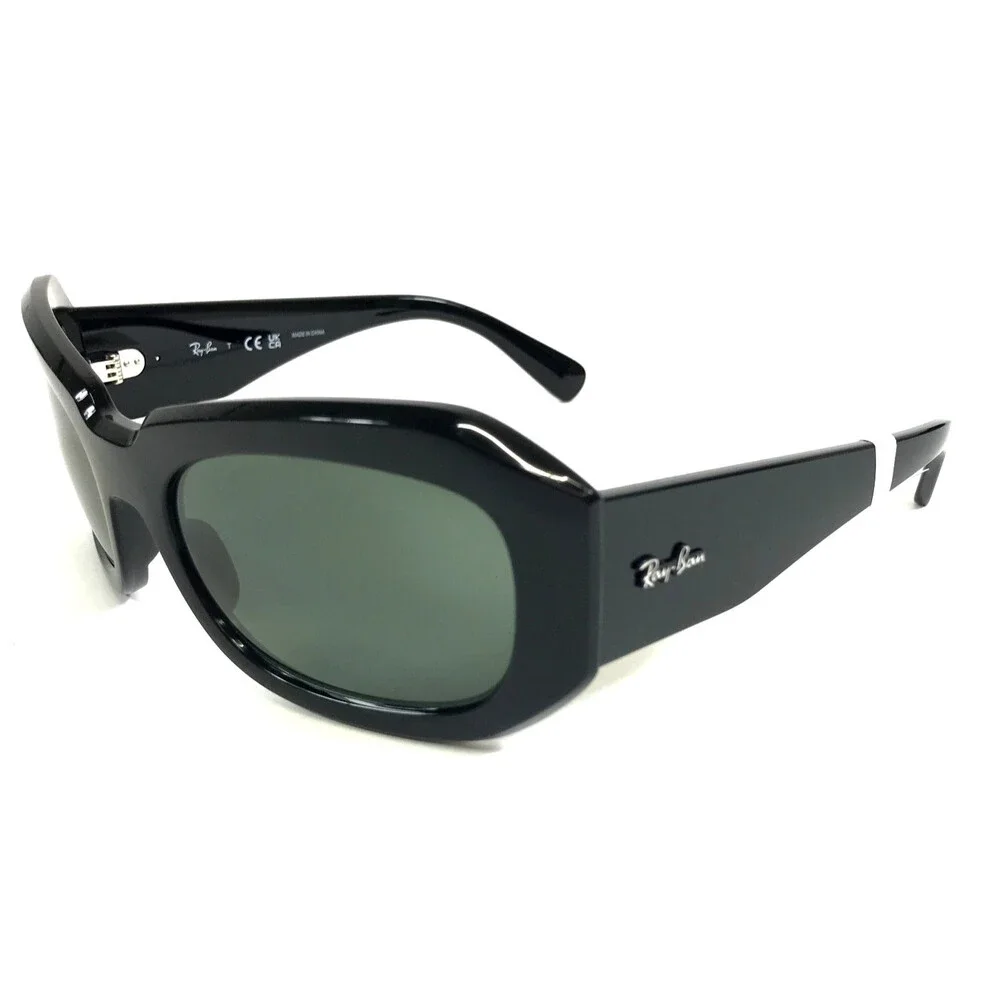 Ray-Ban Sunglasses RB2212 BEATE 901/31 Large Black Wrap Frames with Green Lenses